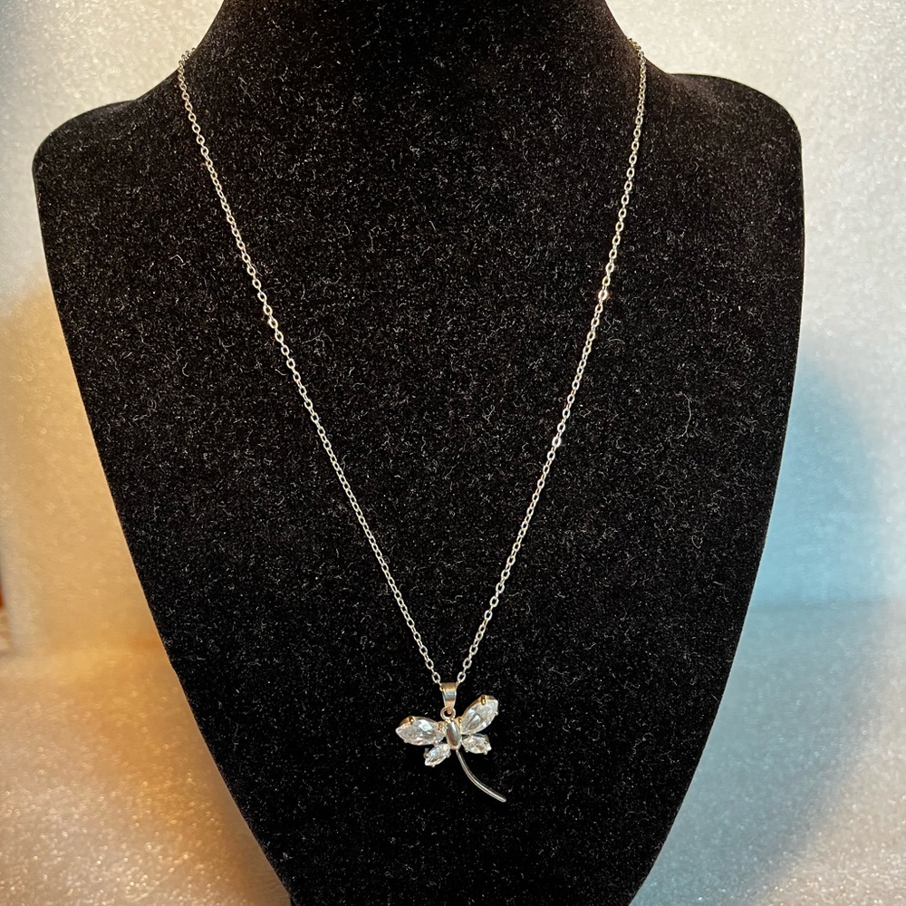 Silver Dragonfly Pendant Necklace